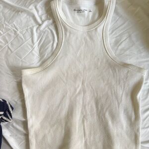 Abercrombie & Fitch Cream Ribbed Sleeveless Top